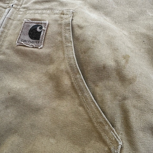 Vintage Carhartt Tan Hooded Jacket J06WET Quilted USA Union Made 2XL Year 1999 - Picture 8 of 13